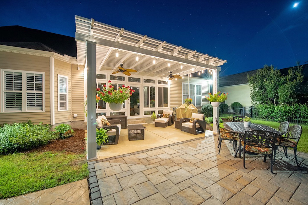 Lattice patio pergola.